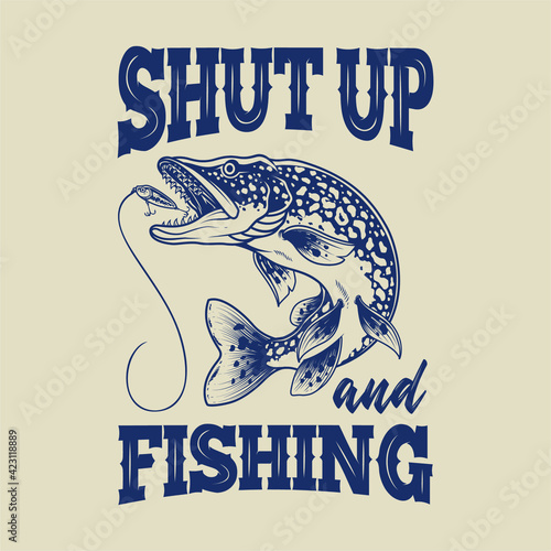 fishing illustration or t-shirt design concept