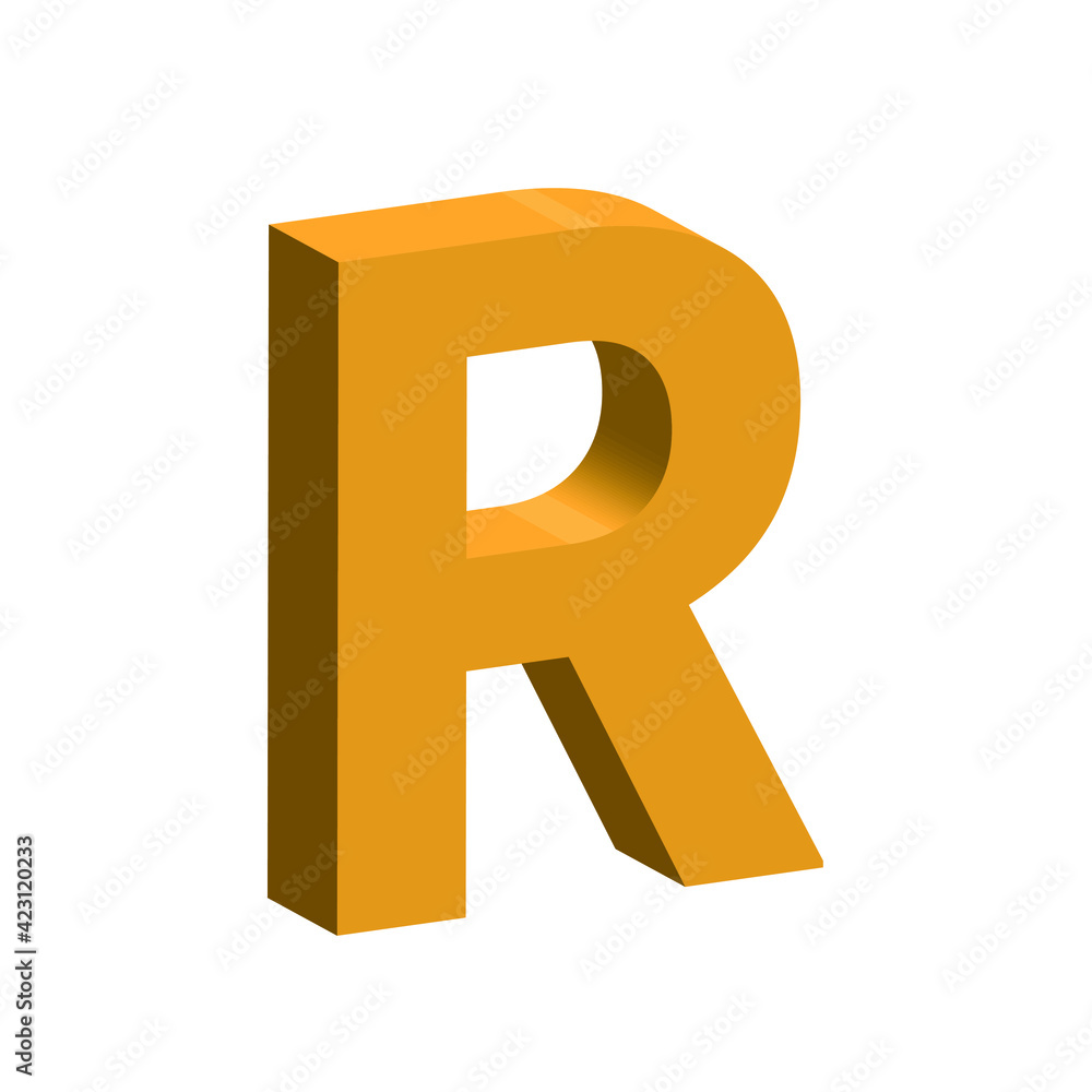 3D Text of Orange alphabet. Big letter . Isolated on white background ...