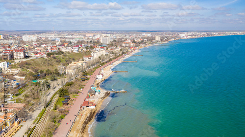 Embankment In The City Of Feodosiya from the air © evgenii