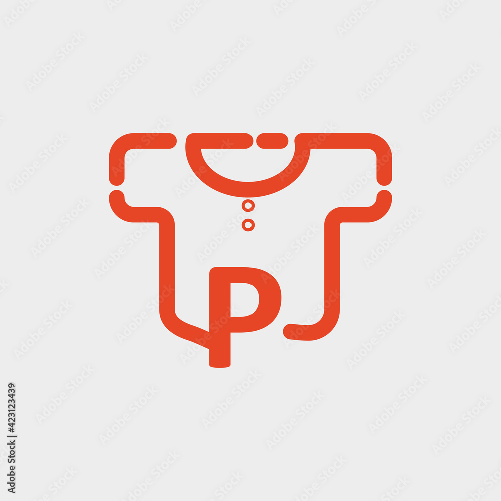 logo letter p with t shirt vector design logo letter p with t shirt vector design