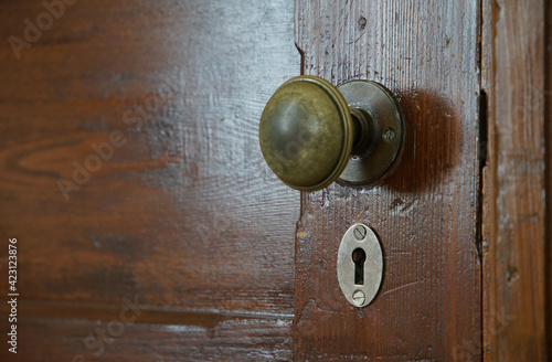 Wallpaper Mural Old wooden doorknob in the room Torontodigital.ca