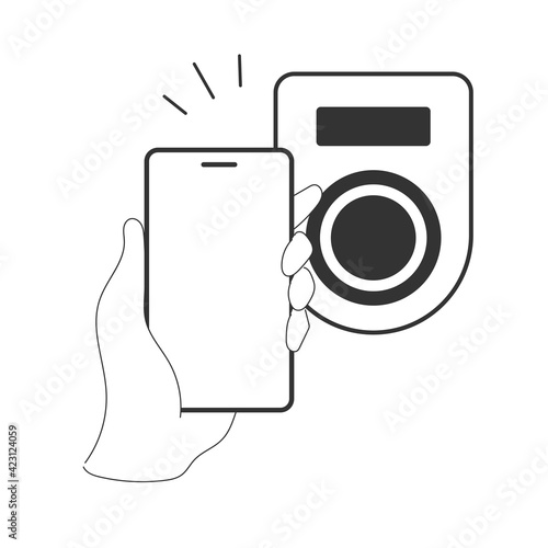 スマホでキャッシュレス決済のイラスト