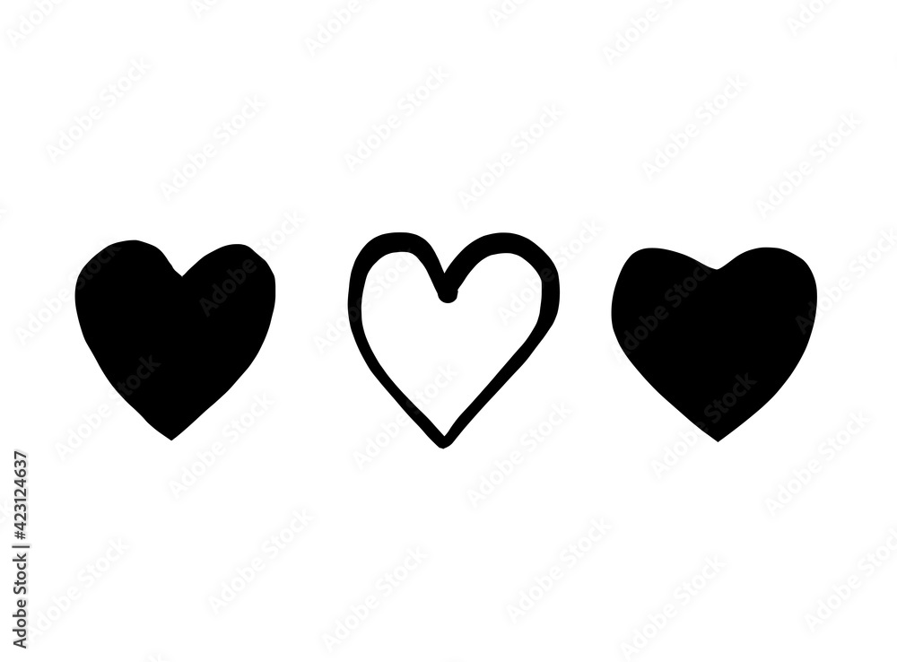 Heart and love illustration line art for template with black and red color. Heart and love illustration line art for template with black and red color.
