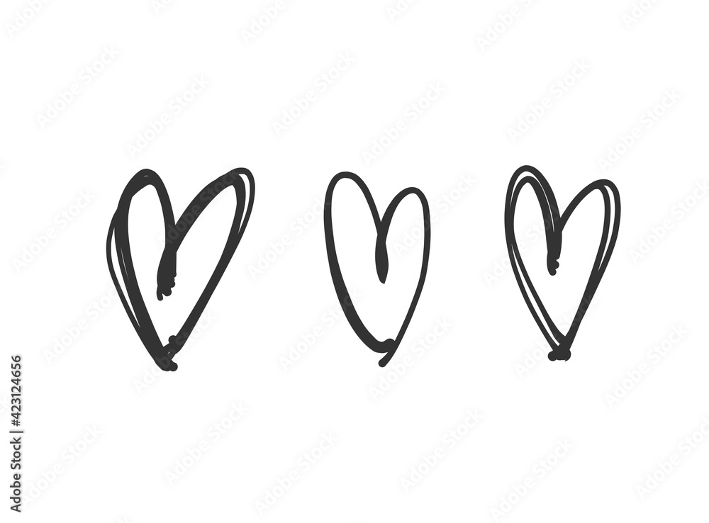 Heart and love illustration line art for template with black and red color. Heart and love illustration line art for template with black and red color.