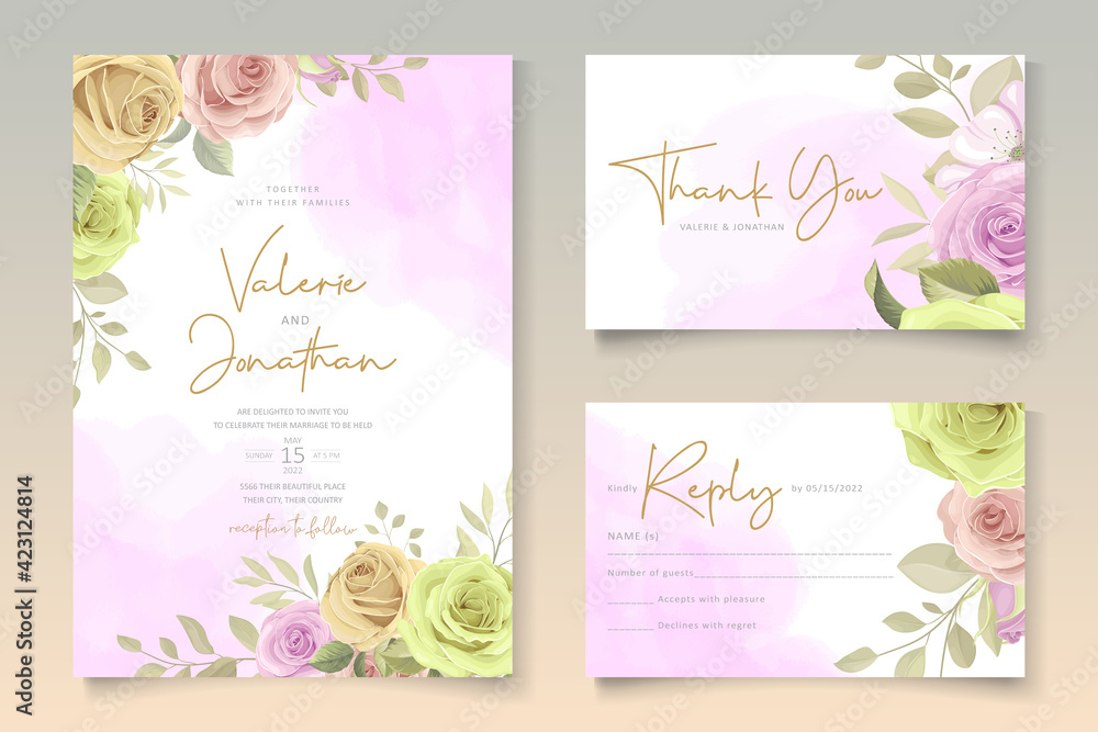 Wedding card template with floral theme