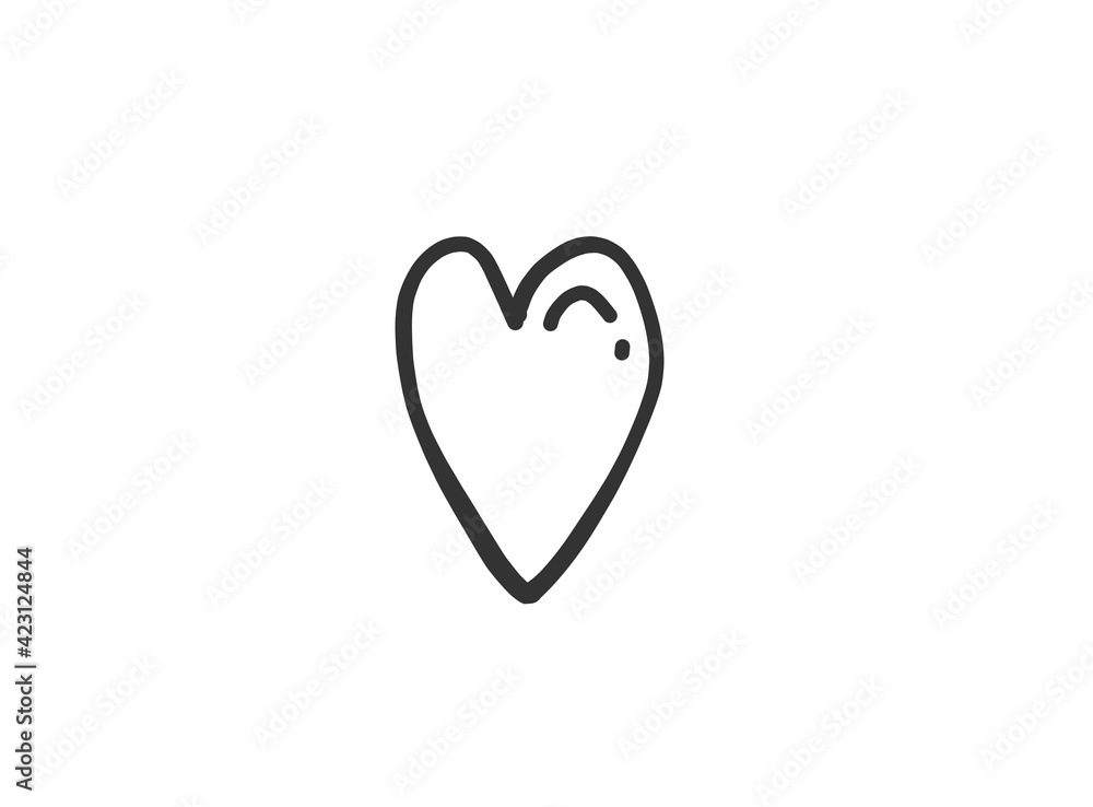 Basic RGB Heart illustration line art for template with black and red color.