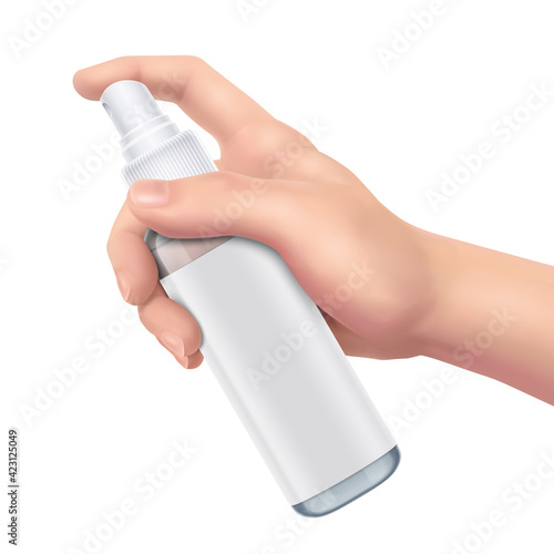 Spray bottle in hand