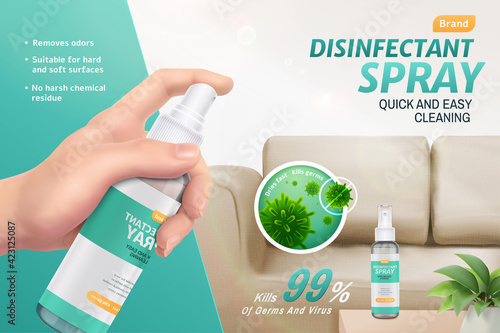 Disinfectant spray ad template