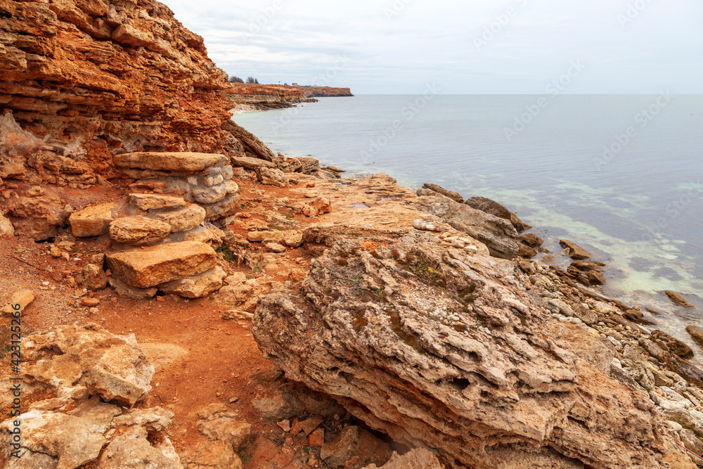 Rocky coast of the ancient sea, chalk deposits