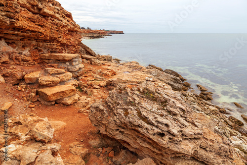 Rocky coast of the ancient sea, chalk deposits