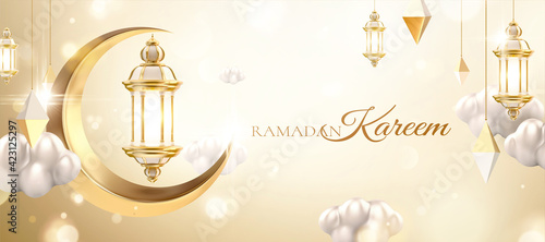 3d golden ramadan background