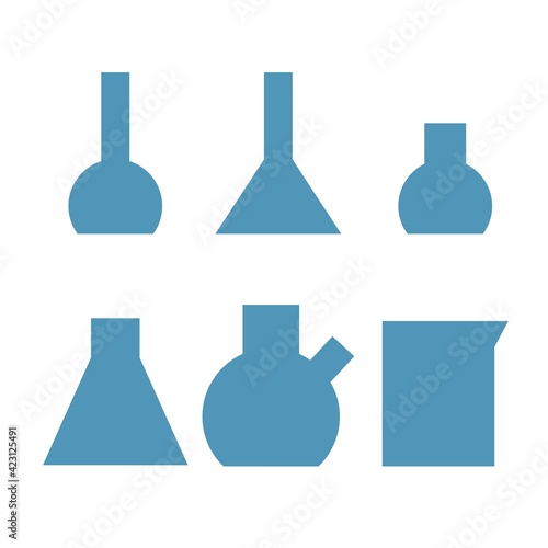 glass laboratory flasks. chemical. 2d flat vector