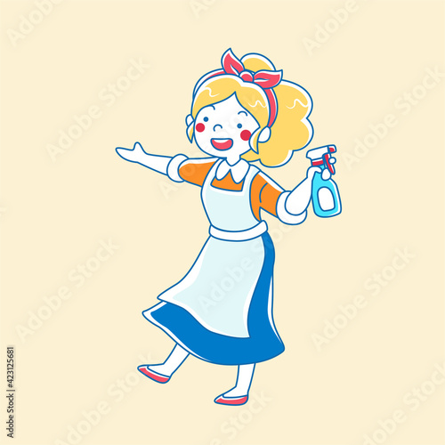 Woman doing housekeeping