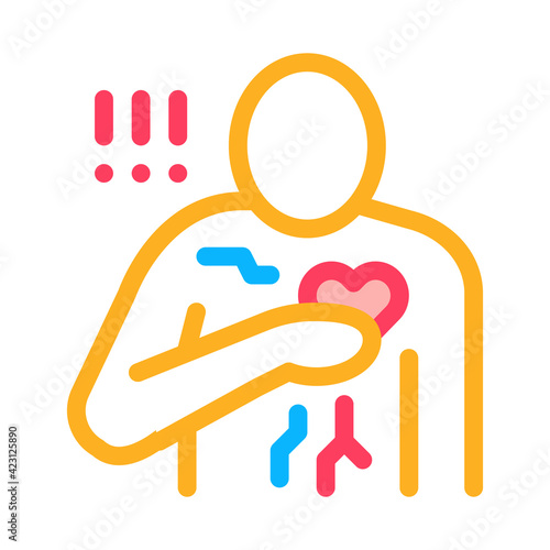 miocardial infarction, heart attack color icon vector illustration