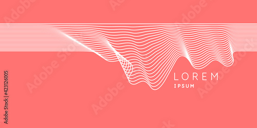 Poster with dynamic waves. Vector illustration in minimal style. Abstract background.