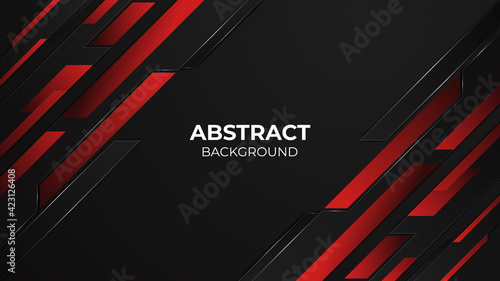 Modern red and black abstract geometric shapes background design template, gaming background template design