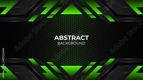 Modern green abstract geometric shapes background design template, gaming background template design
