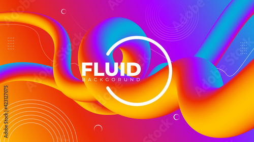 Colorful Abstract liquid wavy shapes futuristic banner. Liquid shapes gradient background template. Modern beautiful fluid background design