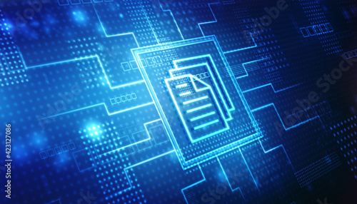 Document, File Icon in Business Abstract Background, Digital Abstract technology background