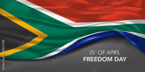 South Africa happy freedom day greeting card, banner with template text vector illustration