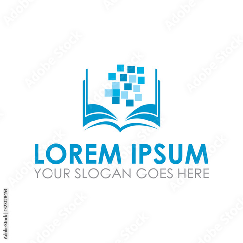 digital book vector , library logo