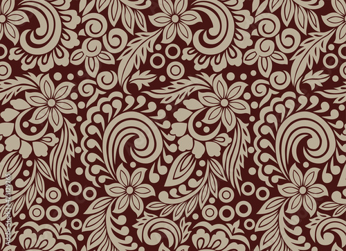 Vector tribal swirly floral pattern design