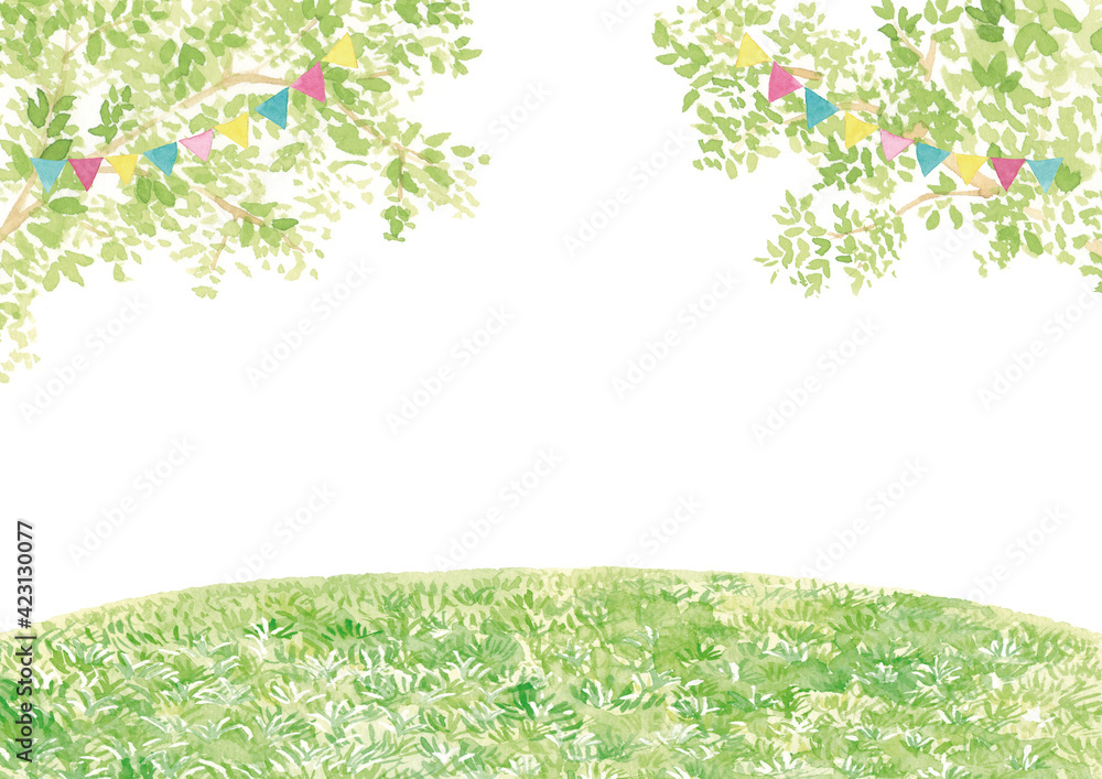 イベント背景 水彩イラスト 新緑と芝生 Stock Illustration Adobe Stock イベント背景 水彩イラスト 新緑と芝生 Stock Illustration Adobe Stock