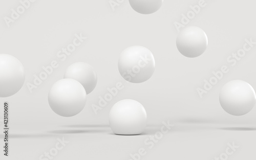 Canvas-taulu Bouncing soft balls with white background, 3d rendering.