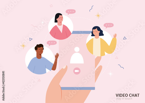 Friends having video chat