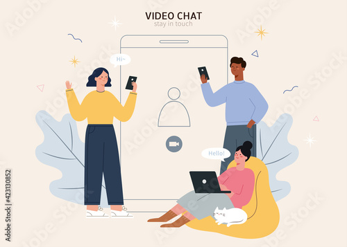 Friends on group video chat