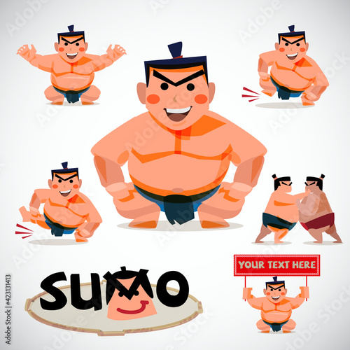 sumo character set - vector illustration