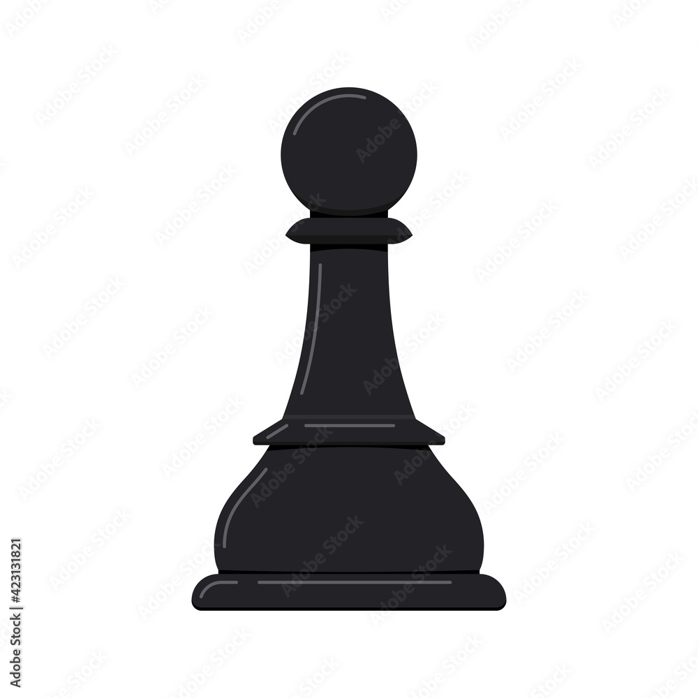 Black pawn chess piece clipart flat design icon isolated on