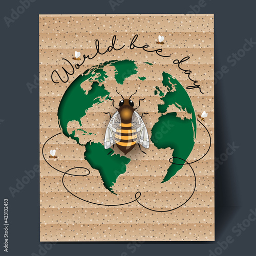 cardboard postcard for world bee day