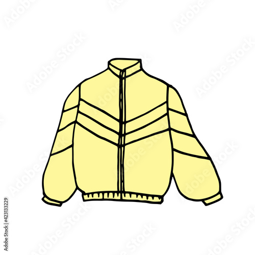 vintage jacket with zipper - hand drawn vector sketch in 90s style