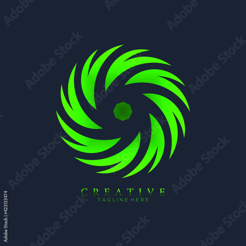 Creative green of hurricane cyclone wind logo template, spiral storm, Abstract concept graphic element