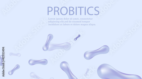 Probiotics Bacteria Vector illustration. Biology, Science background. Microscopic bacteria closeup.