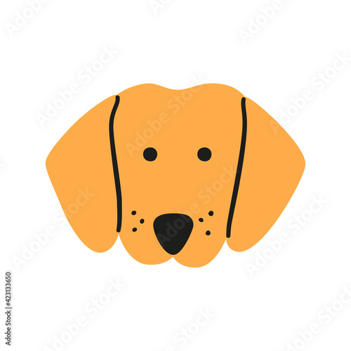 Cute dachshund face. Dog head icon. Hand drawn isolated vector illustration in doodle style on white background