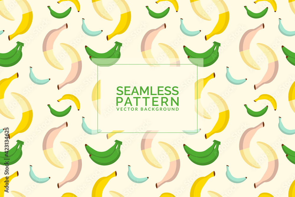 Obraz premium Seamless pattern colorful banana. pale and ripe banana. summer time. tropical fruit illustration