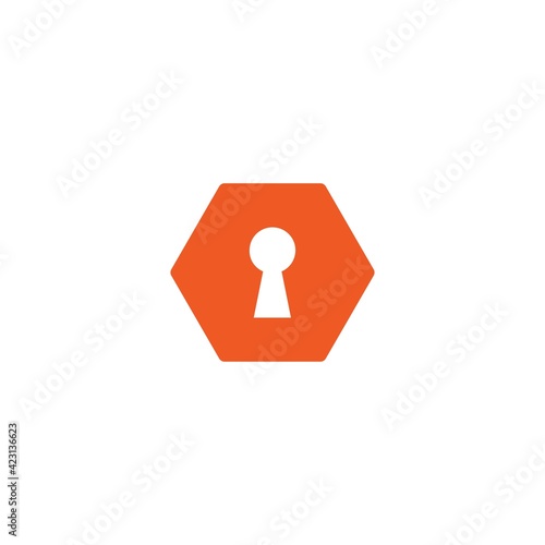 hey hole in red hexagon icon. Padlock, lock symbol isolated on white.