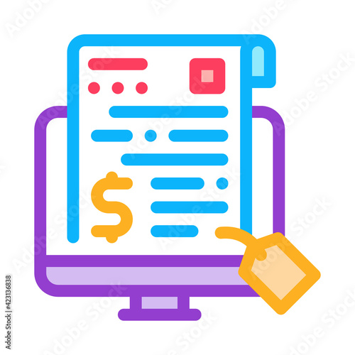 electronic license buying color icon vector illustration