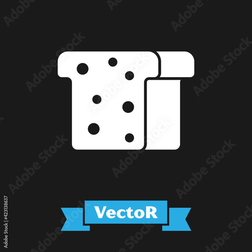 White Bread toast for sandwich piece of roasted crouton icon isolated on black background. Lunch, dinner, breakfast snack. Vector