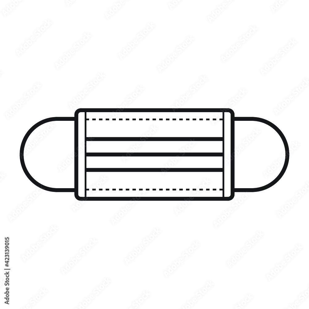 Medical face mask icon symbol, Equipment to prevent the spread of germs, Outline design vector illustration Medical face mask icon symbol, Equipment to prevent the spread of germs, Outline design vector illustration