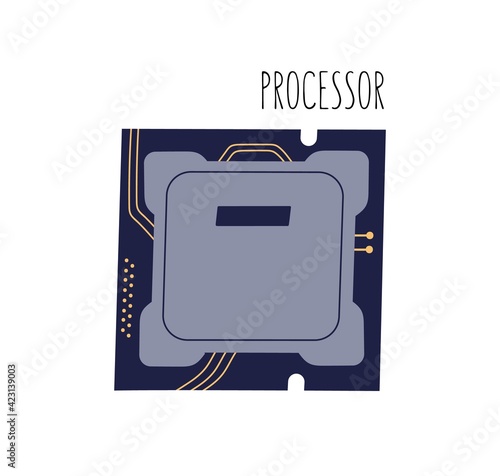 Computer CPU or central processor unit isolated on white. Main PC hardware co...