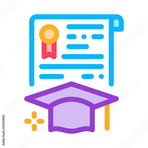 educational license diploma color icon vector illustration