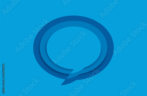 blue blank speech bubble on blue background. vector illustration
