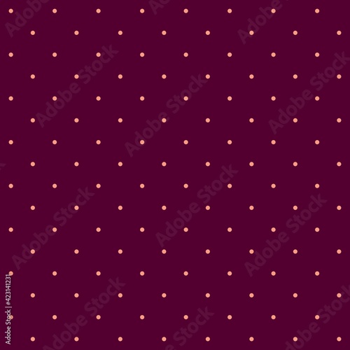 Seamless pattern - small pink dots on a rich moderate maroon background. Warm graphic texture for design. Vector illustration, EPS.