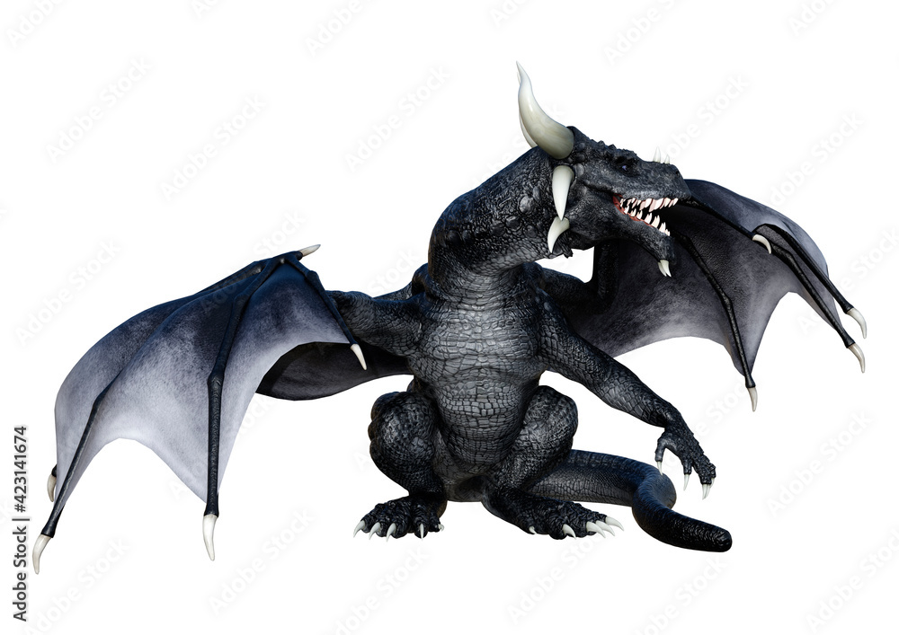 Fototapeta premium 3D Rendering Fairy Tale Dragon on White