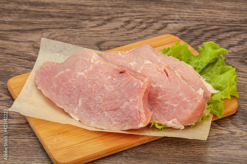 Raw pork steak for cooking
