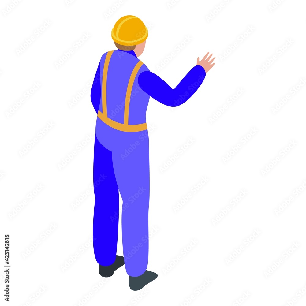 Road worker icon. Isometric of road worker vector icon for web design isolated on white background Road worker icon. Isometric of road worker vector icon for web design isolated on white background