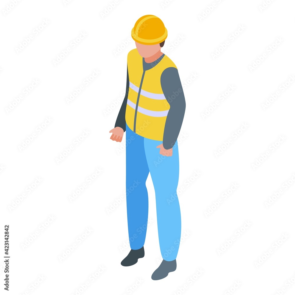 Highway worker icon. Isometric of highway worker vector icon for web design isolated on white background Highway worker icon. Isometric of highway worker vector icon for web design isolated on white background